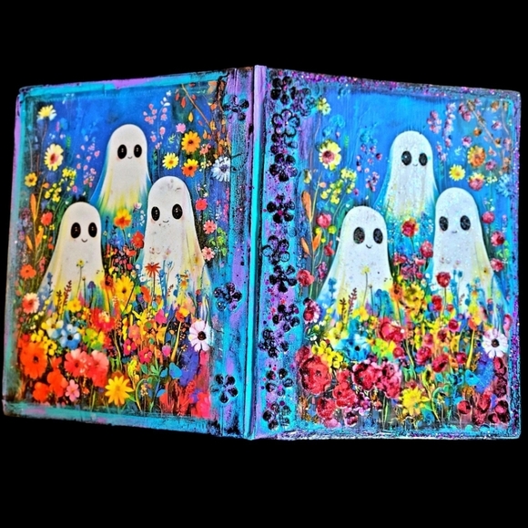 Journal Ghost in Wildflower Field Lined Composition Notebook Set Bright Sparkly - Picture 4 of 9